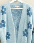 FUZZY FLORAL OPEN CARDIGAN