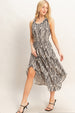 LEAF PRINT SMOCK WAIST DRESS