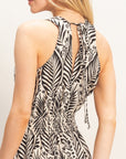 LEAF PRINT SMOCK WAIST DRESS