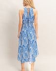 LEAF PRINT SMOCK WAIST DRESS