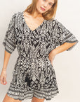 FLORAL PRINT SHORT SLEEVE ROMPER