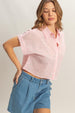 CROPPED EYELET SHORT SLEEVE SHIRT