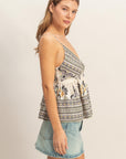 FLORAL DAMASK BORDERED TANK