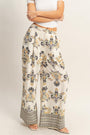FLORAL DAMASK BORDERED PALAZZO PANTS