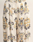 FLORAL DAMASK BORDERED PALAZZO PANTS