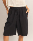 DRAWSTRING KNEE LENGTH SHORTS