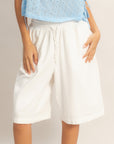 DRAWSTRING KNEE LENGTH SHORTS