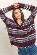 STRIPED OVERSIZE V-NECK SWEATER