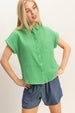 COTTON GAUZE ROLL SLEEVE SHIRT