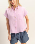 COTTON GAUZE ROLL SLEEVE SHIRT