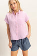 COTTON GAUZE ROLL SLEEVE SHIRT