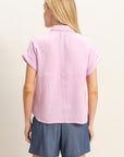COTTON GAUZE ROLL SLEEVE SHIRT