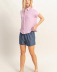 COTTON GAUZE ROLL SLEEVE SHIRT