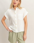 COTTON GAUZE ROLL SLEEVE SHIRT