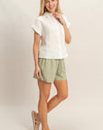 COTTON GAUZE ROLL SLEEVE SHIRT