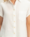 COTTON GAUZE ROLL SLEEVE SHIRT
