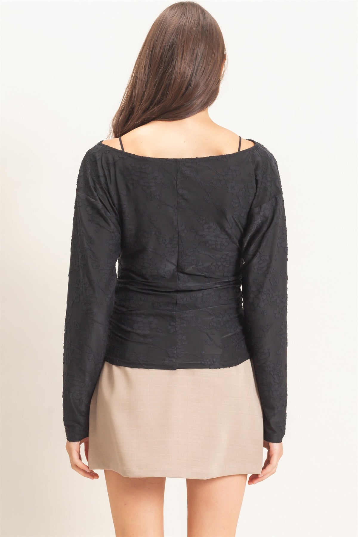 SHEER LACE BOATNECK TOP