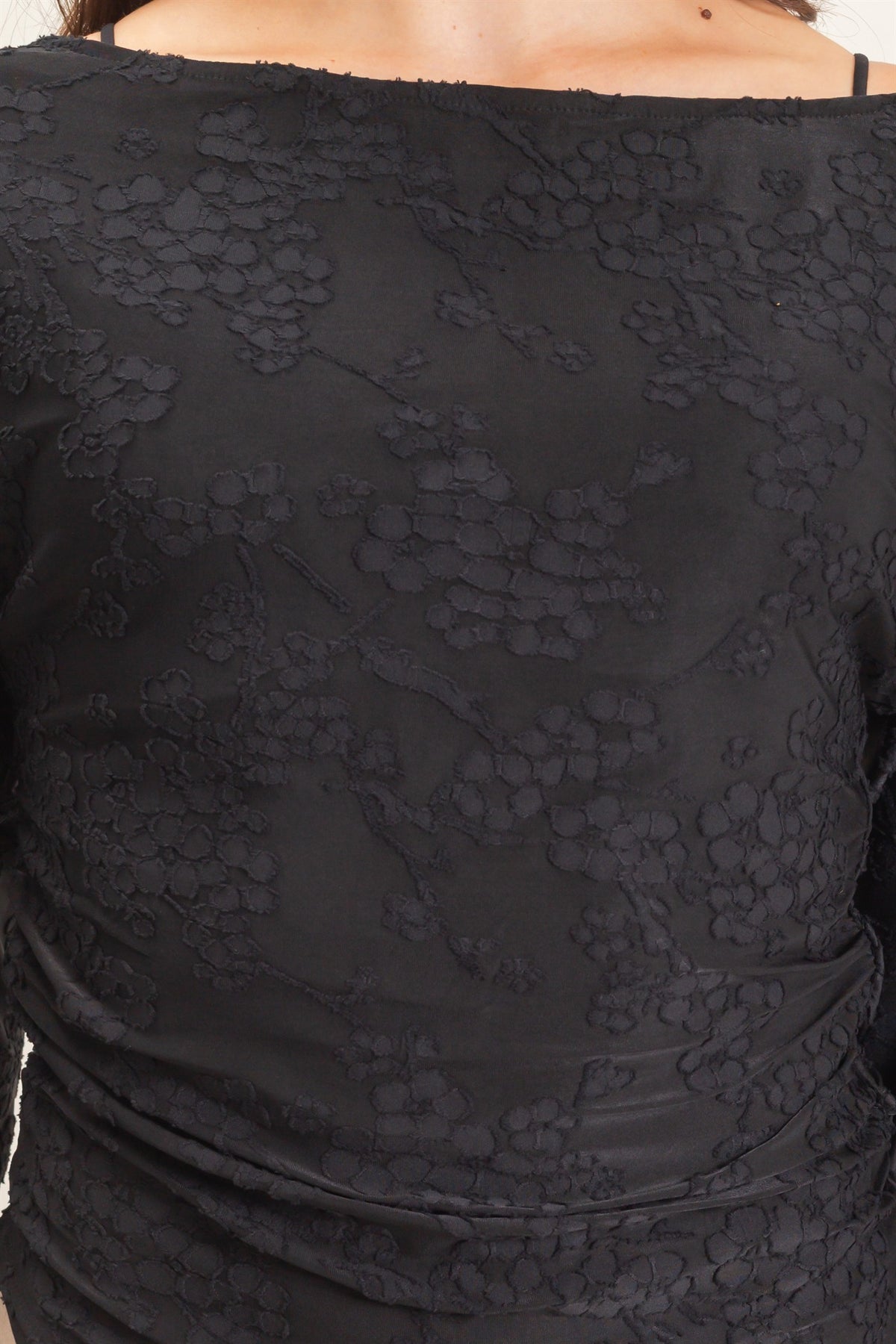 SHEER LACE BOATNECK TOP