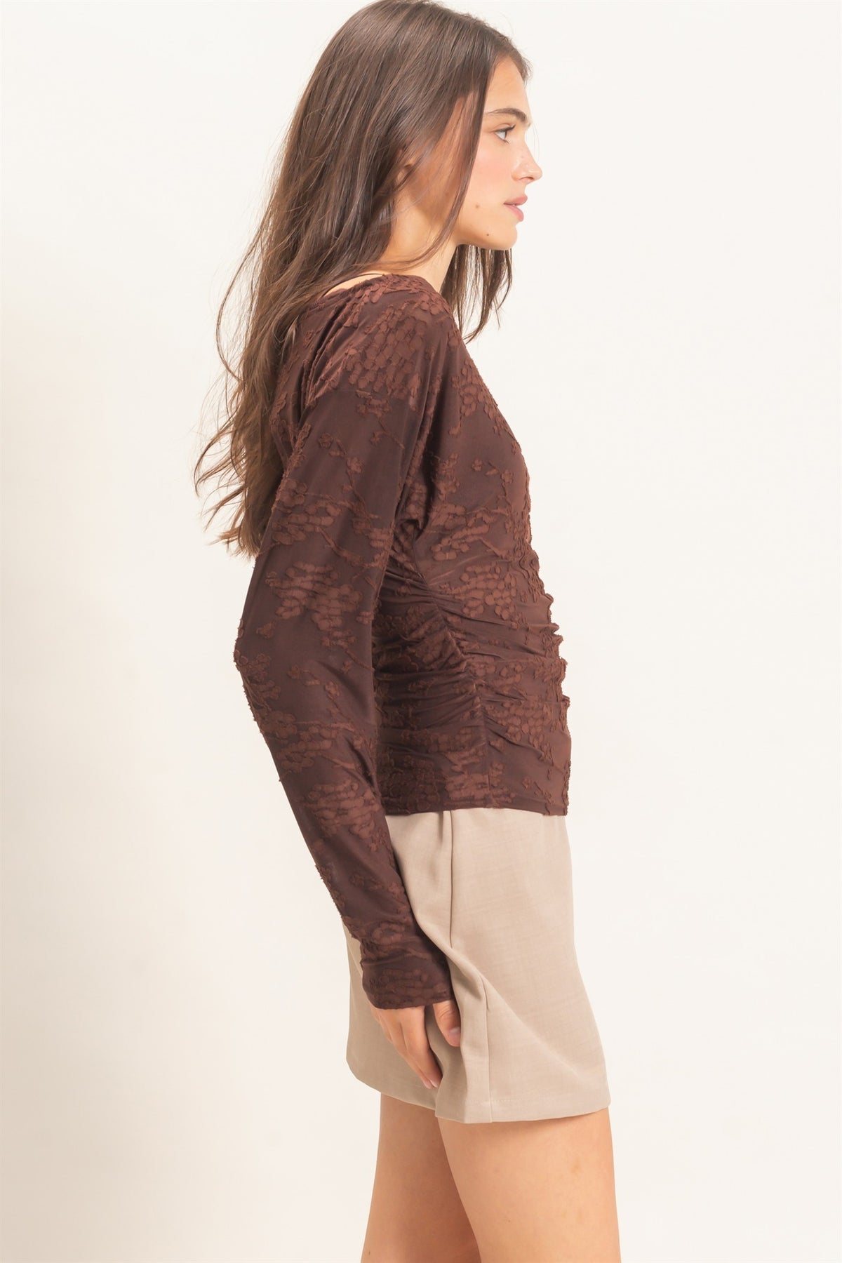 SHEER LACE BOATNECK TOP
