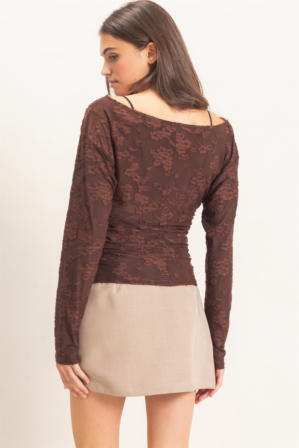 SHEER LACE BOATNECK TOP