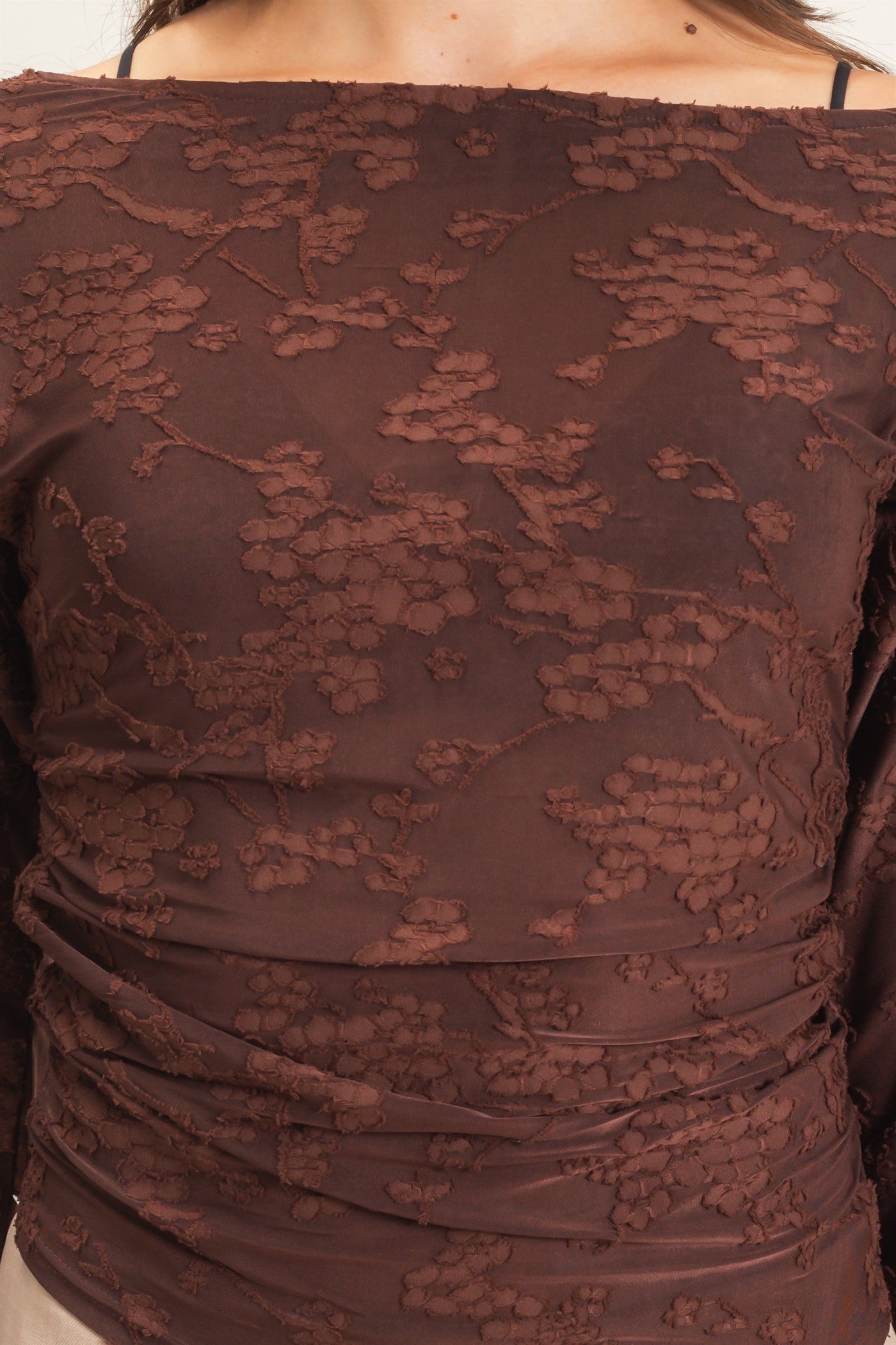 SHEER LACE BOATNECK TOP