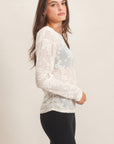 SHEER LACE BOATNECK TOP