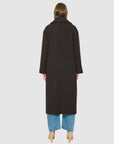 HAZEL HERRINGBONE LONG WOOL COAT WITH SIDE ZIP SLITS