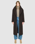 HAZEL HERRINGBONE LONG WOOL COAT WITH SIDE ZIP SLITS