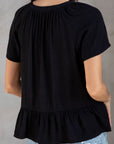 FLORAL JAQUARD PEPLUM BLOUSE