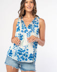 WATER COLOUR FLORAL TIE NECK TANK