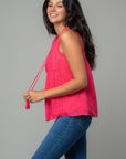LEAF PRINT TANK WITH TASSELS
