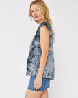 BLURRED ANIMAL PRINT RUFFLE SLEEVE BLOUSE