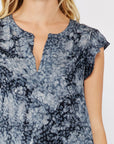 BLURRED ANIMAL PRINT RUFFLE SLEEVE BLOUSE