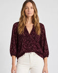 TONAL PRINT V-NECK BLOUSE