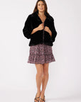 CROP SLEEVE FAUX FUR COAT