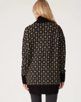GEO JACQUARD RIB TRIM CARDI
