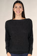 METALLIC OPEN KNIT BOATNECK SWEATER