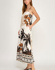PALM TREE CONTRAST BORDER MAXI DRESS