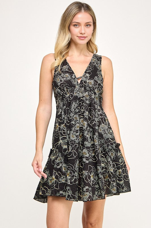 FLORAL V-NECK DRESS