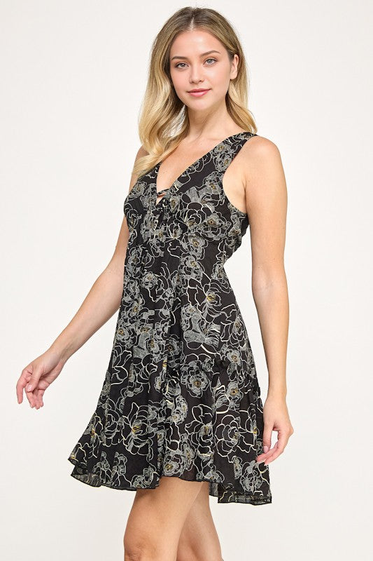 FLORAL V-NECK DRESS