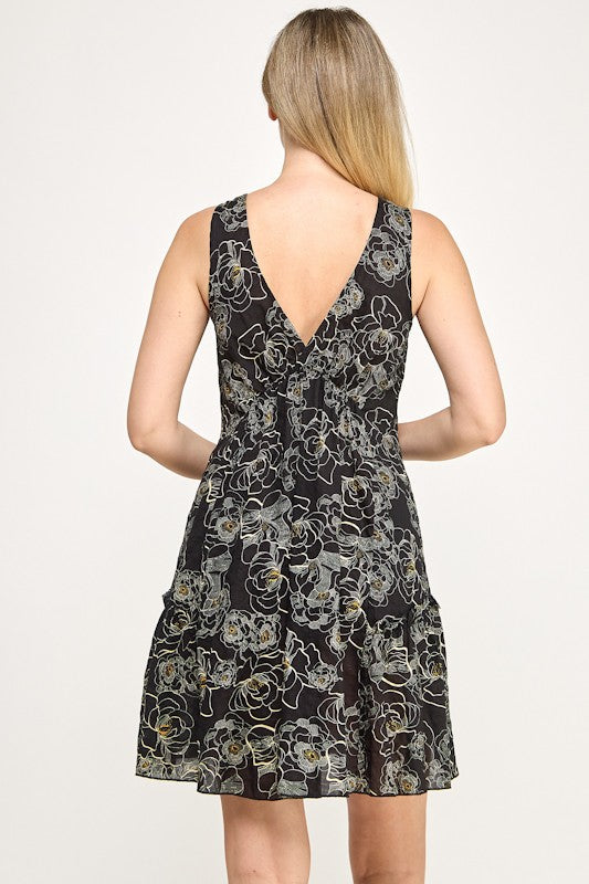 FLORAL V-NECK DRESS