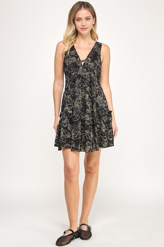 FLORAL V-NECK DRESS