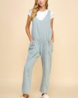 DEEP V DENIM JUMPSUIT