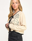 EMBROIDERED TIE FRONT JACKET