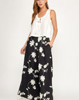 EMBROIDERED FLORAL SIDE TIE PANTS