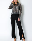 SEQUINNED LONG SLEEVE SHIRT