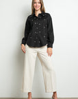 RHINESTONE CLUSTERS LONG SLEEVE SHIRT
