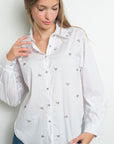 RHINESTONE CLUSTERS LONG SLEEVE SHIRT