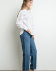 RHINESTONE CLUSTERS LONG SLEEVE SHIRT