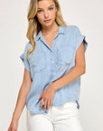 TENCEL SHORT SLEEVE BUTTON UP SHIRT